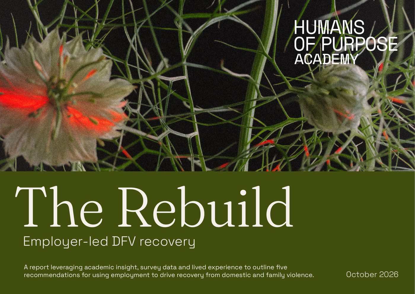 The cover of The Rebuild: employer-led DFV recovery, October 2026.